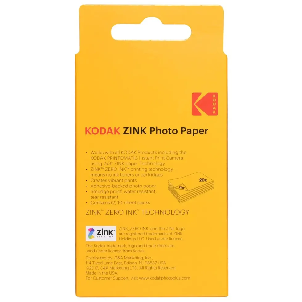 Kodak Zink fotopapir 2 x 3" 20-pk.