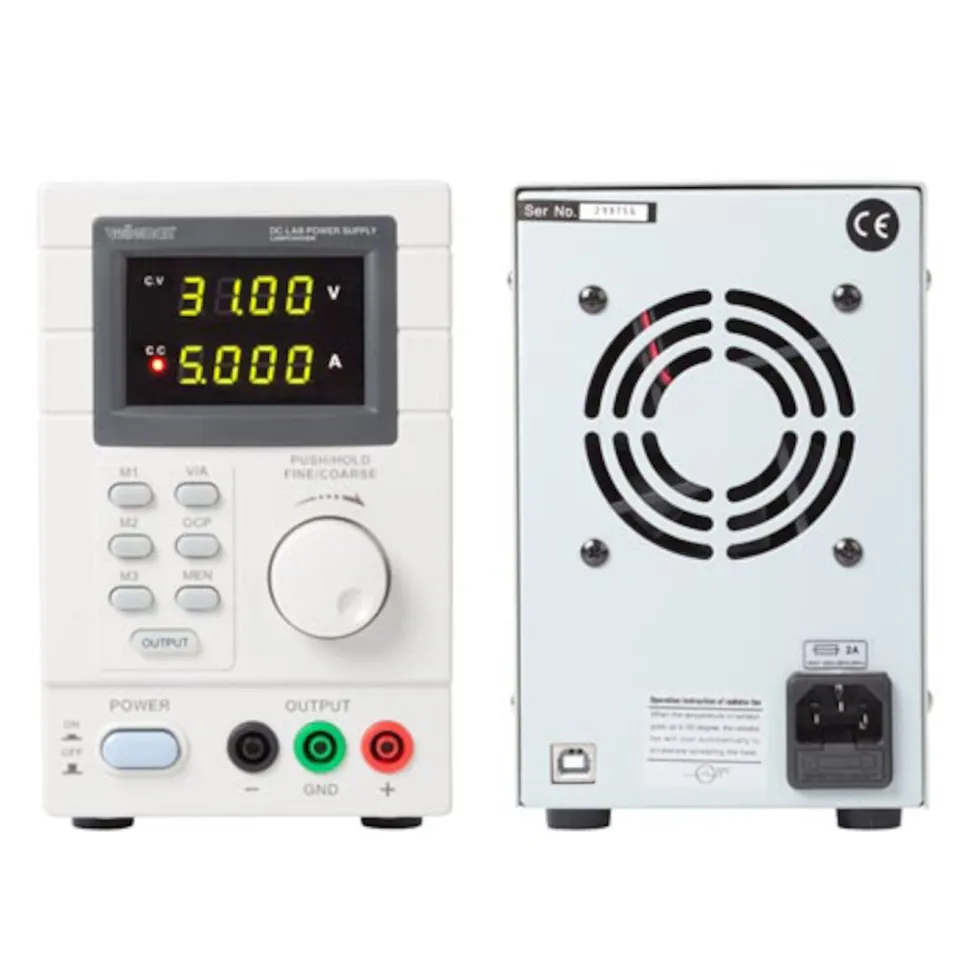 Labstrømforsyning med USB 0-30 V (DC) 5 A