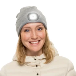 Ledsavers Lue med LED-lykt Grå