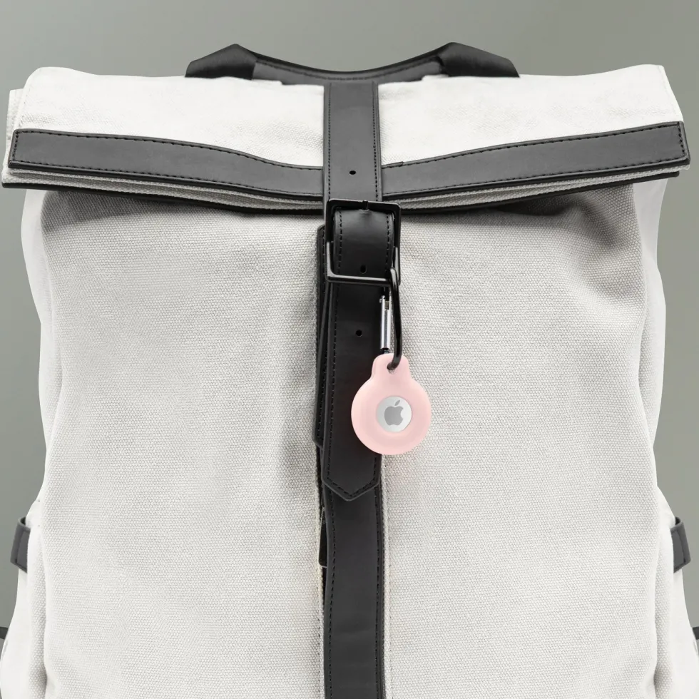 Linocell AirTag Silikonetui med karabinkrok Rosa