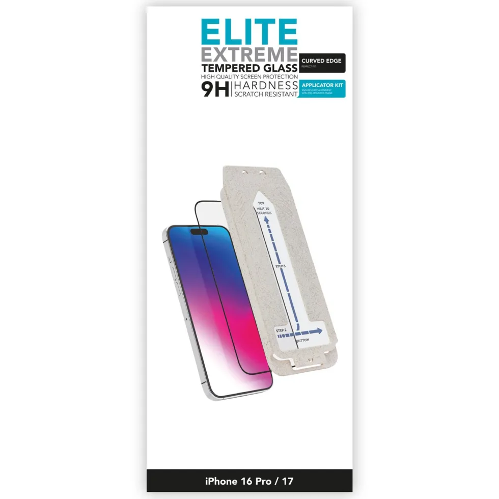 Linocell Elite Extreme Curved Skjermbeskytter for iPhone 16 Pro og 17