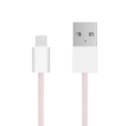 Linocell Flettet USB-A- til Lightning-kabel Rosa 0,5 m