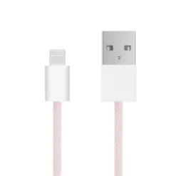 Linocell Flettet USB-A- til Lightning-kabel Rosa 0,5 m