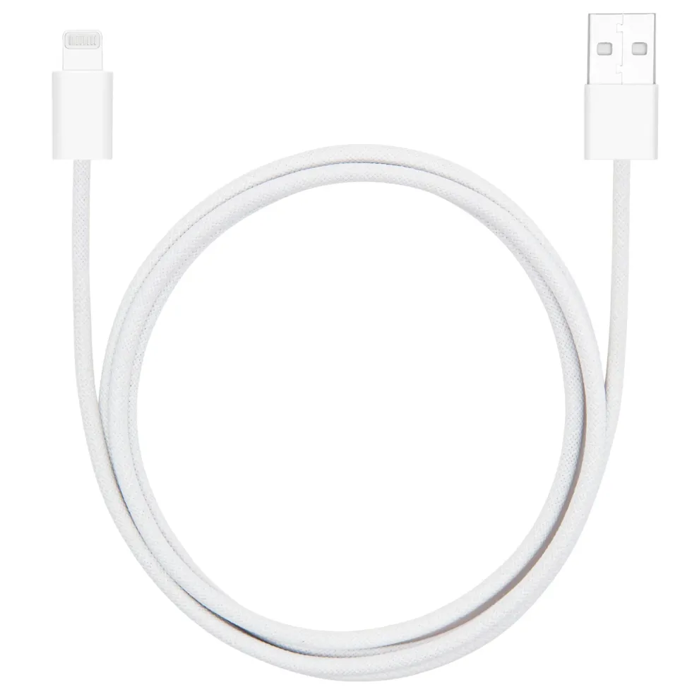 Linocell Flettet USB-A- til Lightning-kabel Hvit 1 m