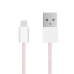 Linocell Flettet USB-A- til Lightning-kabel Rosa 1 m