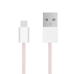 Linocell Flettet USB-A- til Lightning-kabel Rosa 1 m