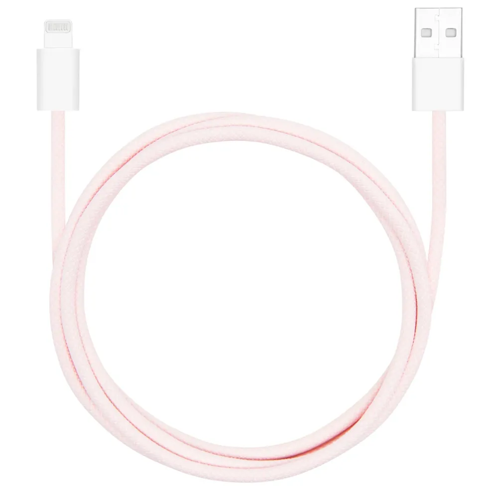 Linocell Flettet USB-A- til Lightning-kabel Rosa 1 m