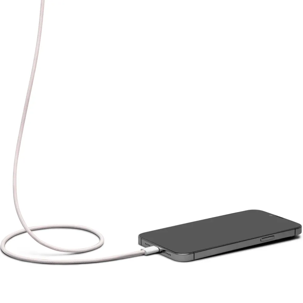Linocell Flettet USB-A- til Lightning-kabel Rosa 2 m