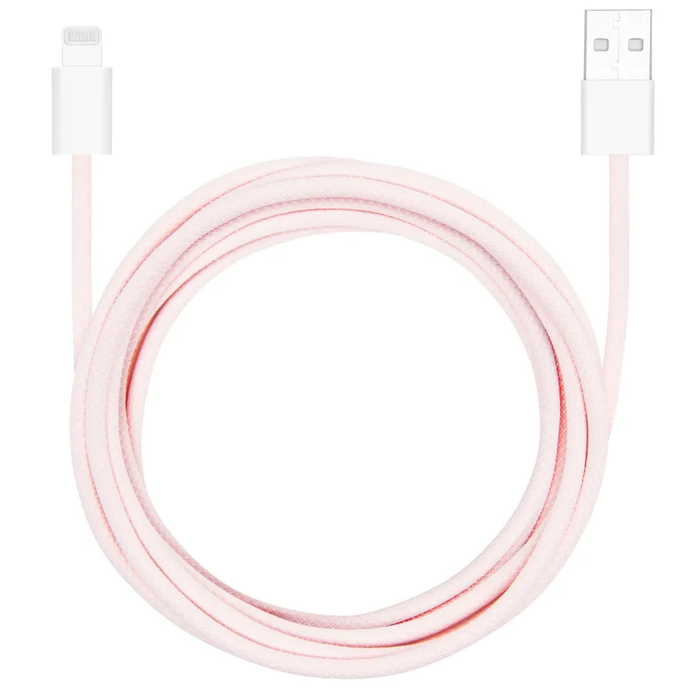 Linocell Flettet USB-A- til Lightning-kabel Rosa 2 m