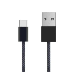 Linocell Flettet USB-A- til USB-C-kabel Svart 0,5 m