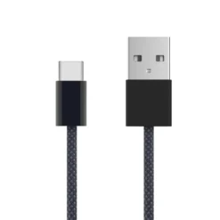 Linocell Flettet USB-A- til USB-C-kabel Svart 2 m