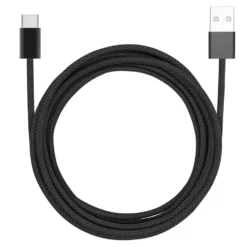 Linocell Flettet USB-A- til USB-C-kabel Svart 2 m