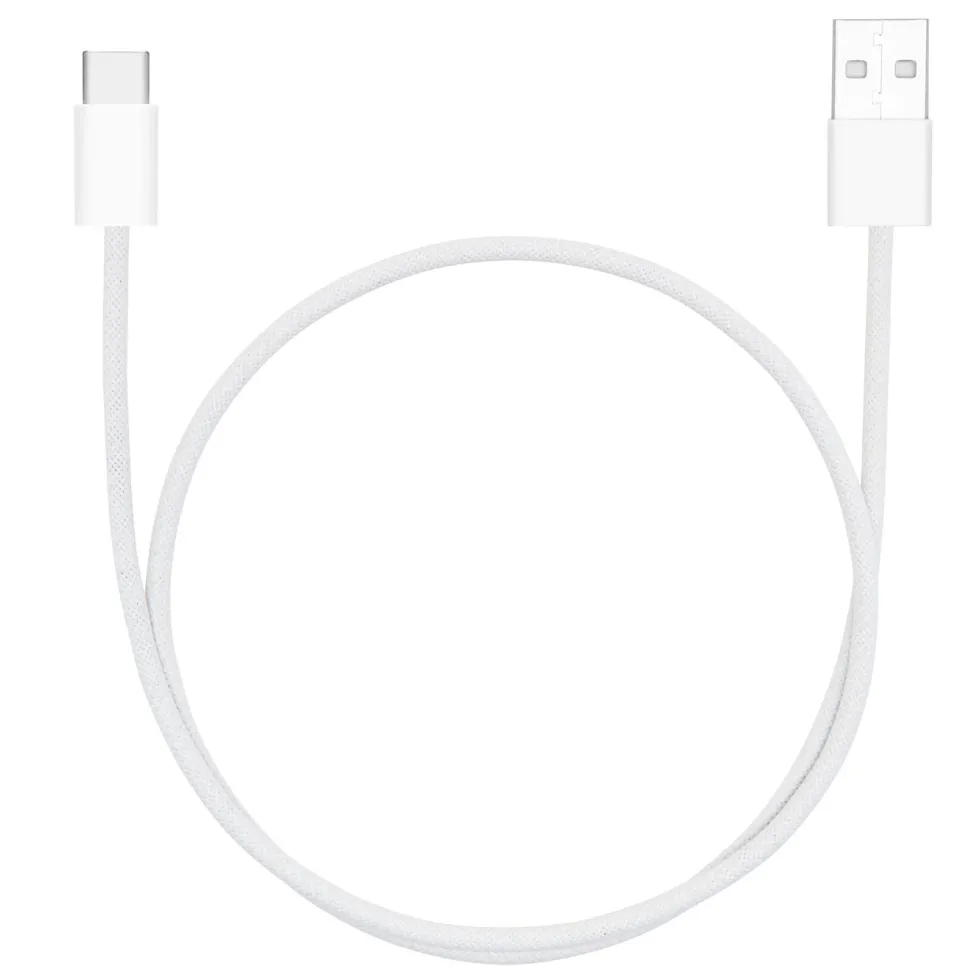Linocell Flettet USB-A- til USB-C-kabel Hvit 0,5 m