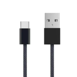 Linocell Flettet USB-A- til USB-C-kabel Svart 1 m