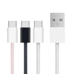 Linocell Flettet USB-A- til USB-C-kabel Svart 1 m