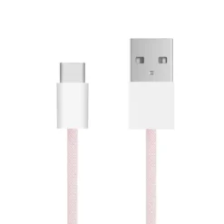 Linocell Flettet USB-A- til USB-C-kabel Rosa 2 m