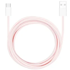 Linocell Flettet USB-A- til USB-C-kabel Rosa 2 m
