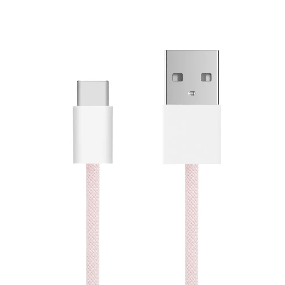 Linocell Flettet USB-A- til USB-C-kabel Rosa 0,5 m