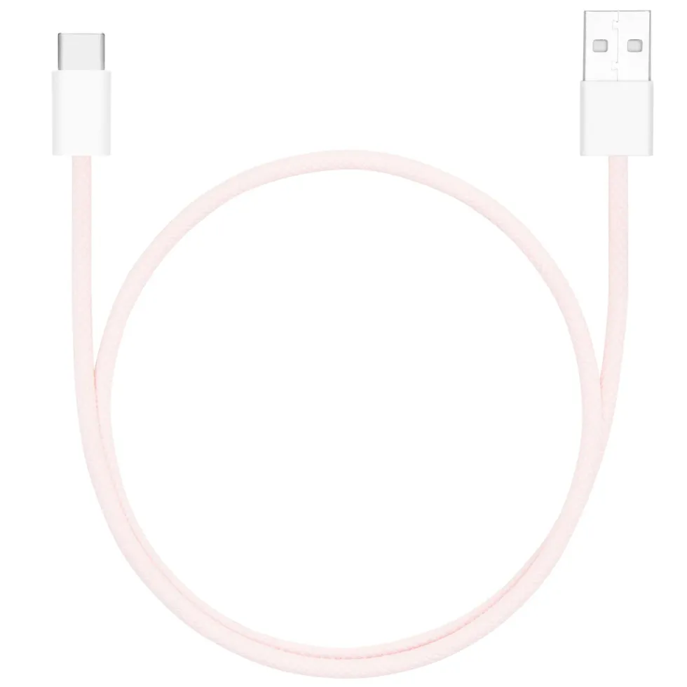 Linocell Flettet USB-A- til USB-C-kabel Rosa 0,5 m