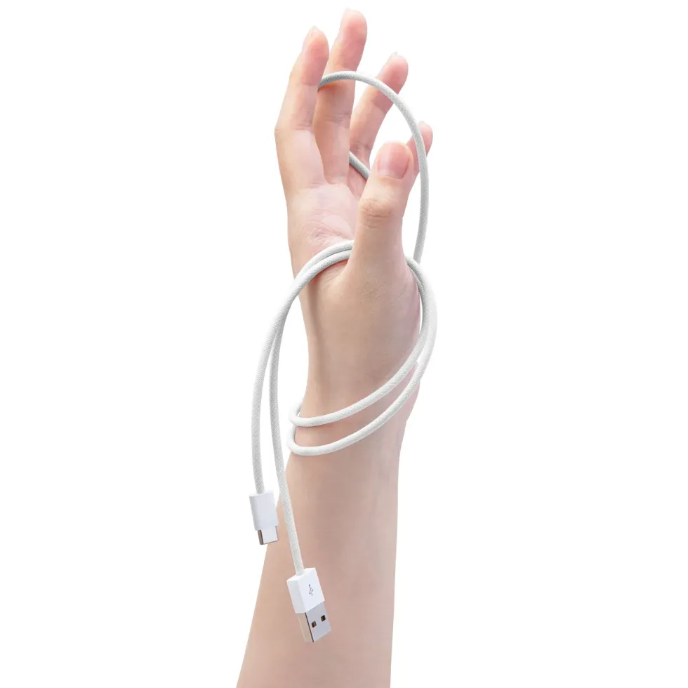 Linocell Flettet USB-A- til USB-C-kabel Hvit 1 m