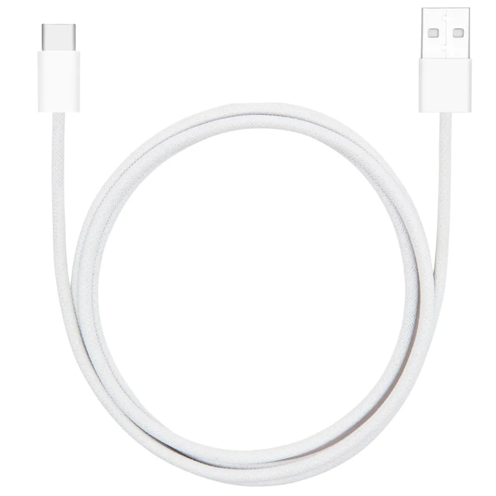Linocell Flettet USB-A- til USB-C-kabel Hvit 1 m