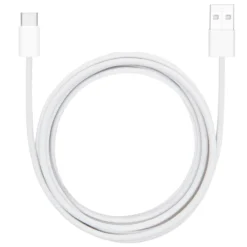Linocell Flettet USB-A- til USB-C-kabel Hvit 2 m