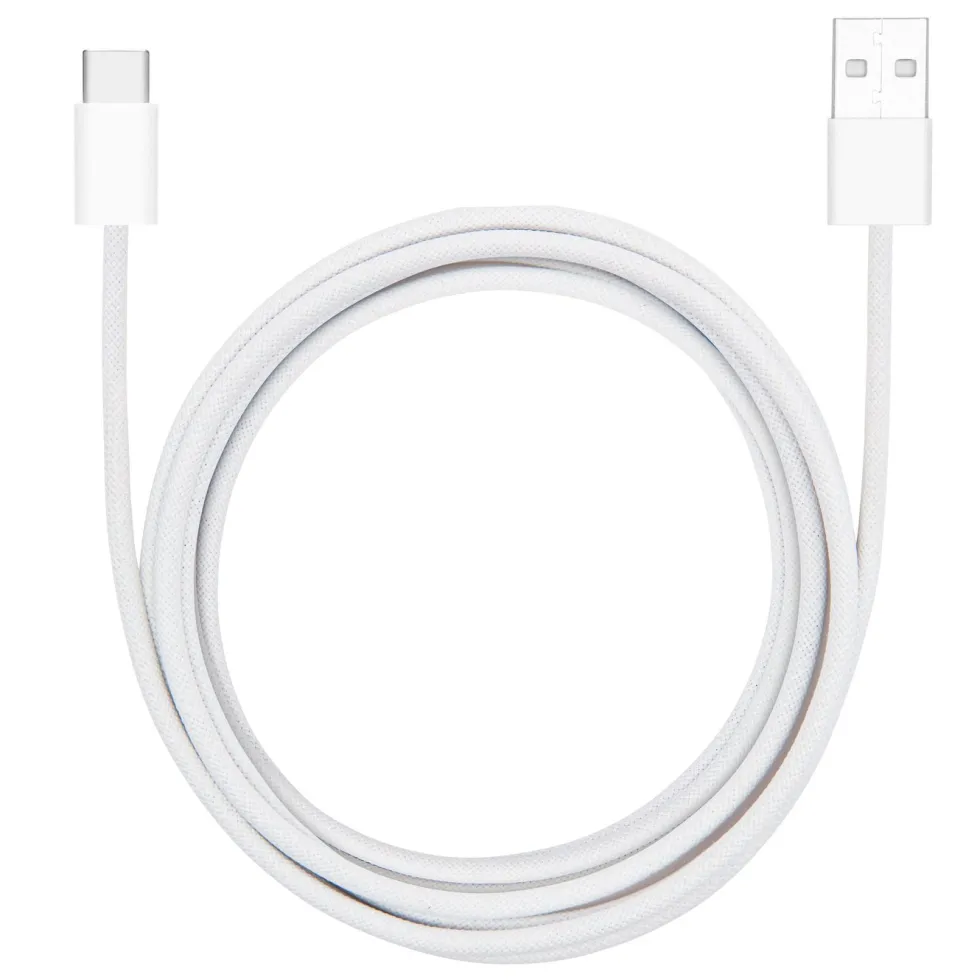 Linocell Flettet USB-A- til USB-C-kabel Hvit 2 m