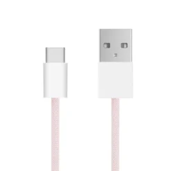 Linocell Flettet USB-A- til USB-C-kabel Rosa 1 m