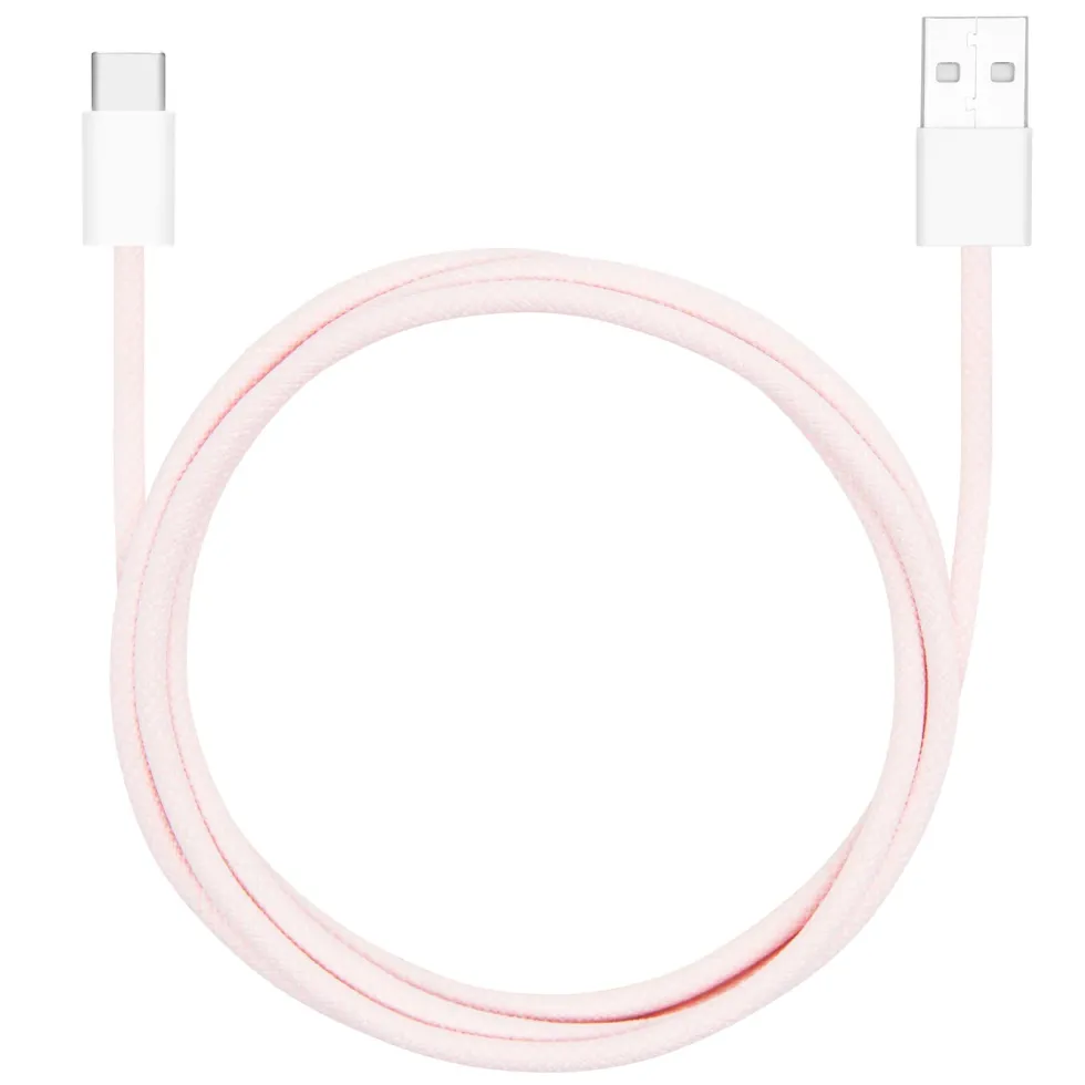 Linocell Flettet USB-A- til USB-C-kabel Rosa 1 m