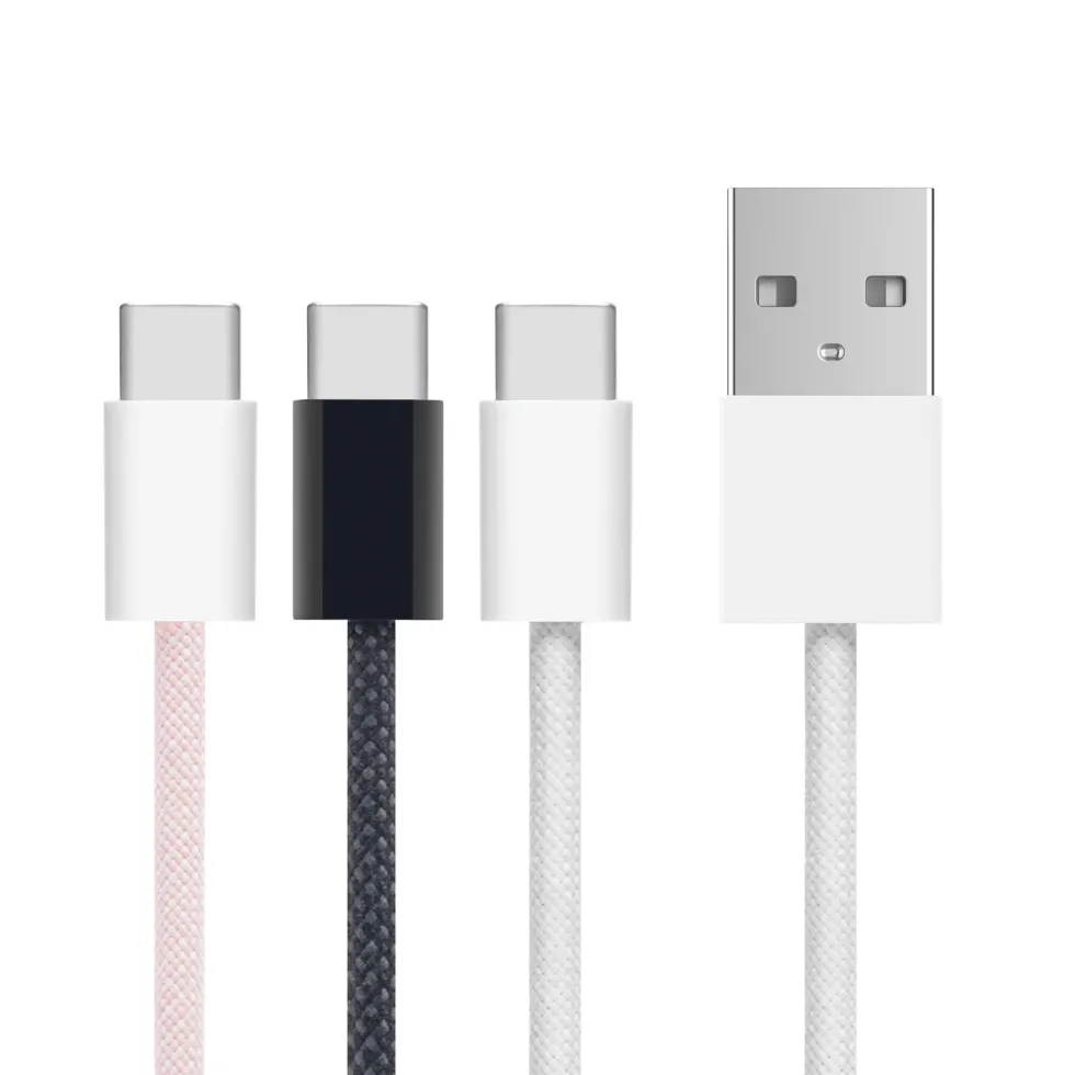 Linocell Flettet USB-A- til USB-C-kabel Rosa 1 m