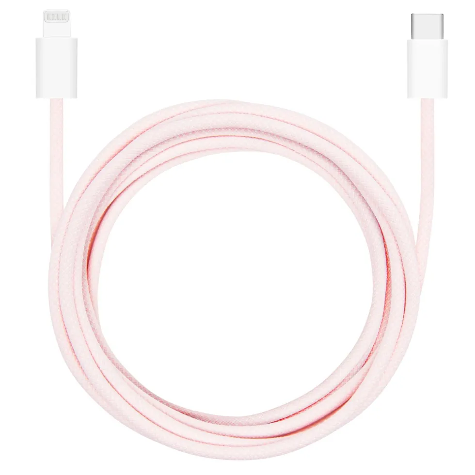 Linocell Flettet USB-C- til Lightning-kabel Rosa 2 m