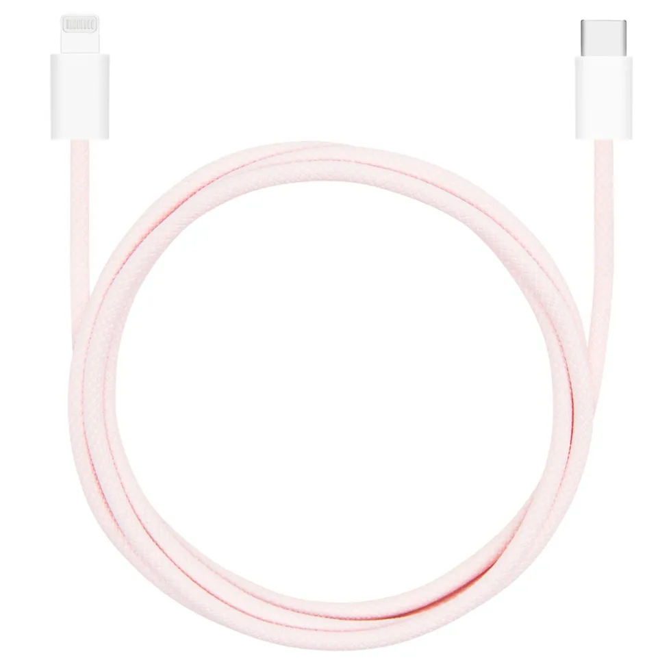 Linocell Flettet USB-C- til Lightning-kabel Rosa 1 m