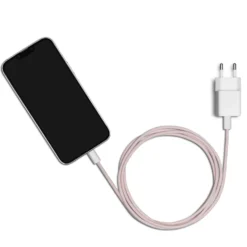 Linocell Flettet USB-C- til Lightning-kabel Rosa 1 m