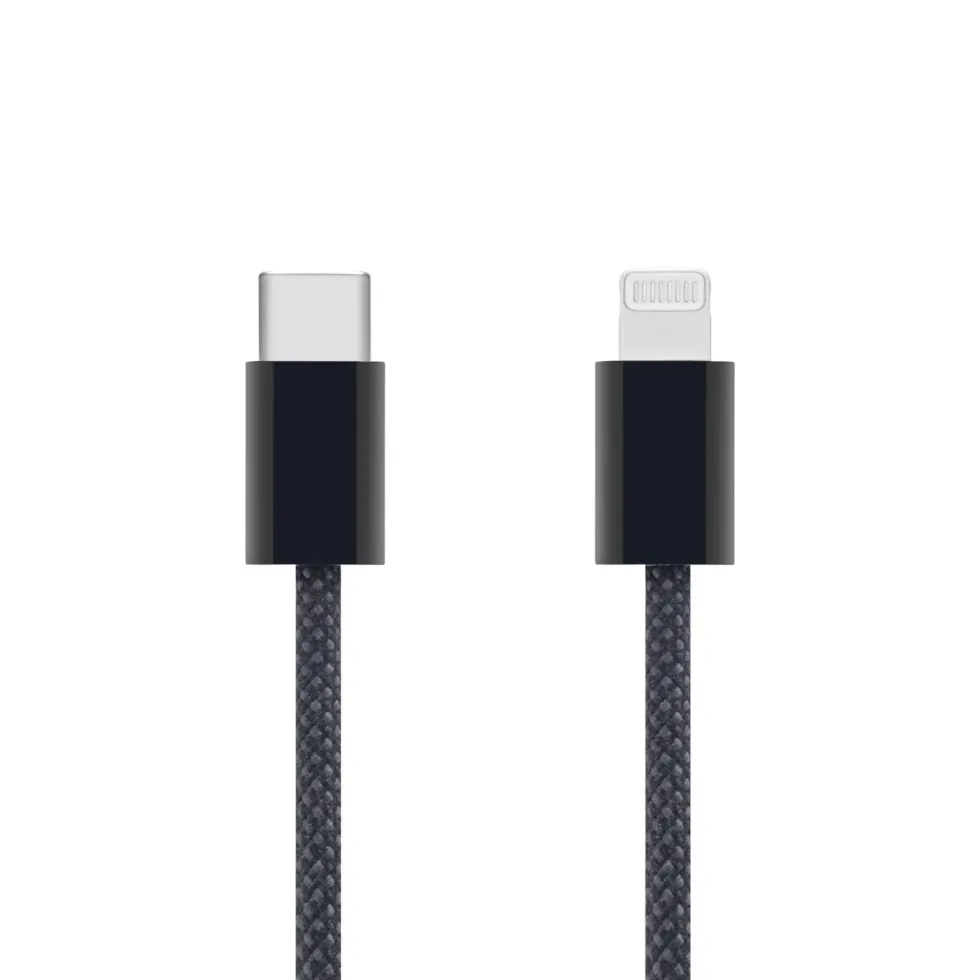 Linocell Flettet USB-C- til Lightning-kabel Svart 0,5 m