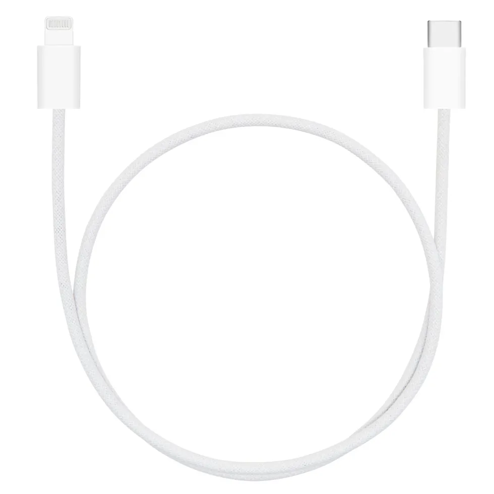 Linocell Flettet USB-C- til Lightning-kabel Hvit 0,5 m