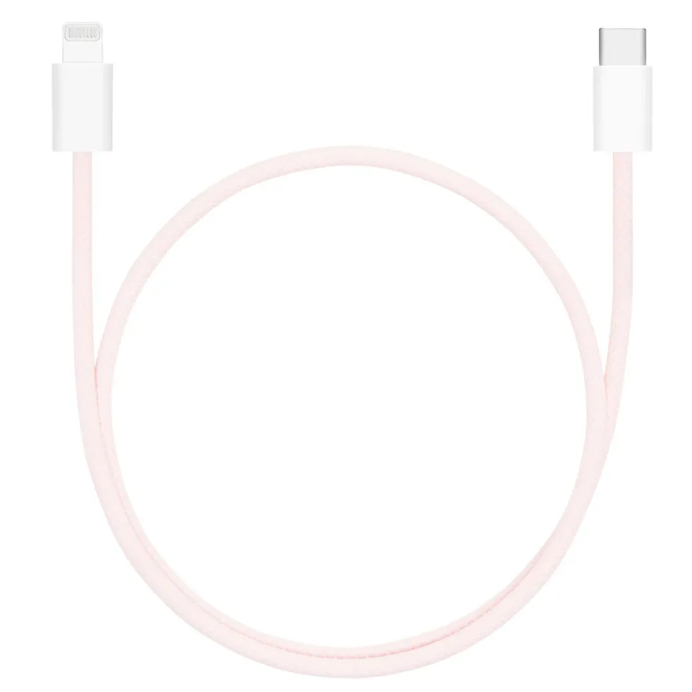 Linocell Flettet USB-C- til Lightning-kabel Rosa 0,5 m