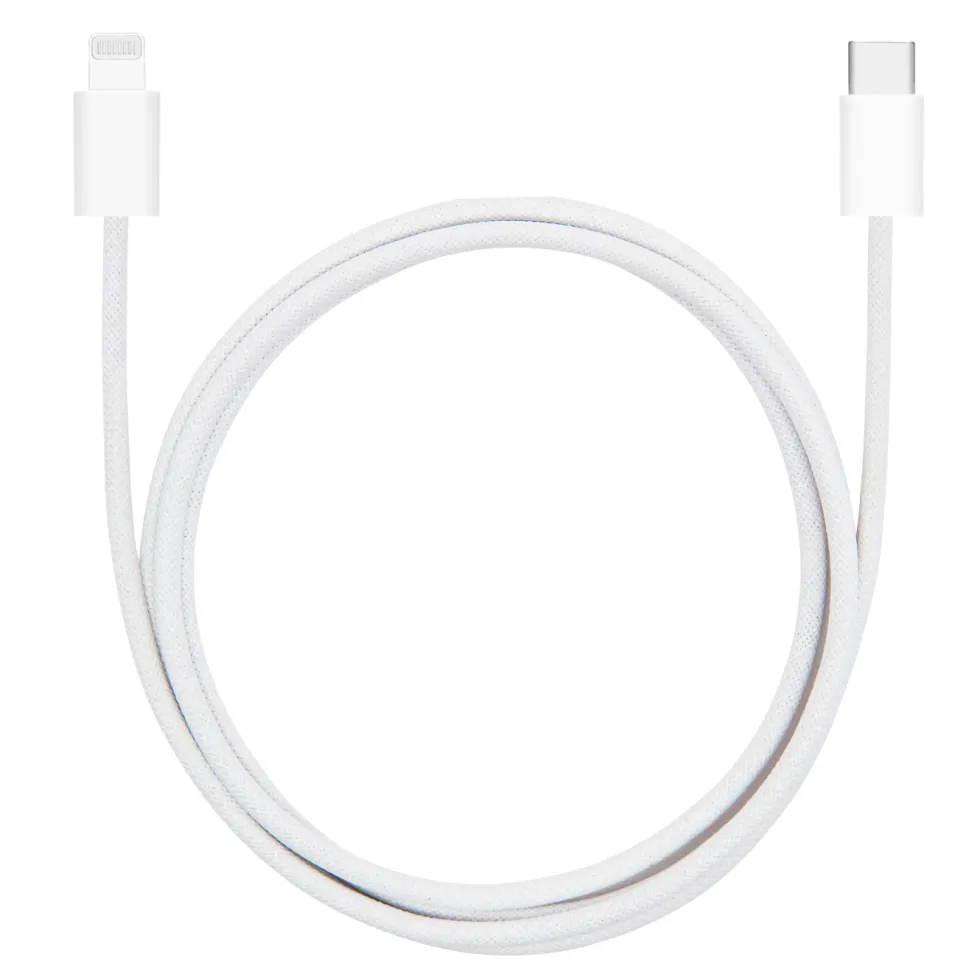 Linocell Flettet USB-C- til Lightning-kabel Hvit 1 m