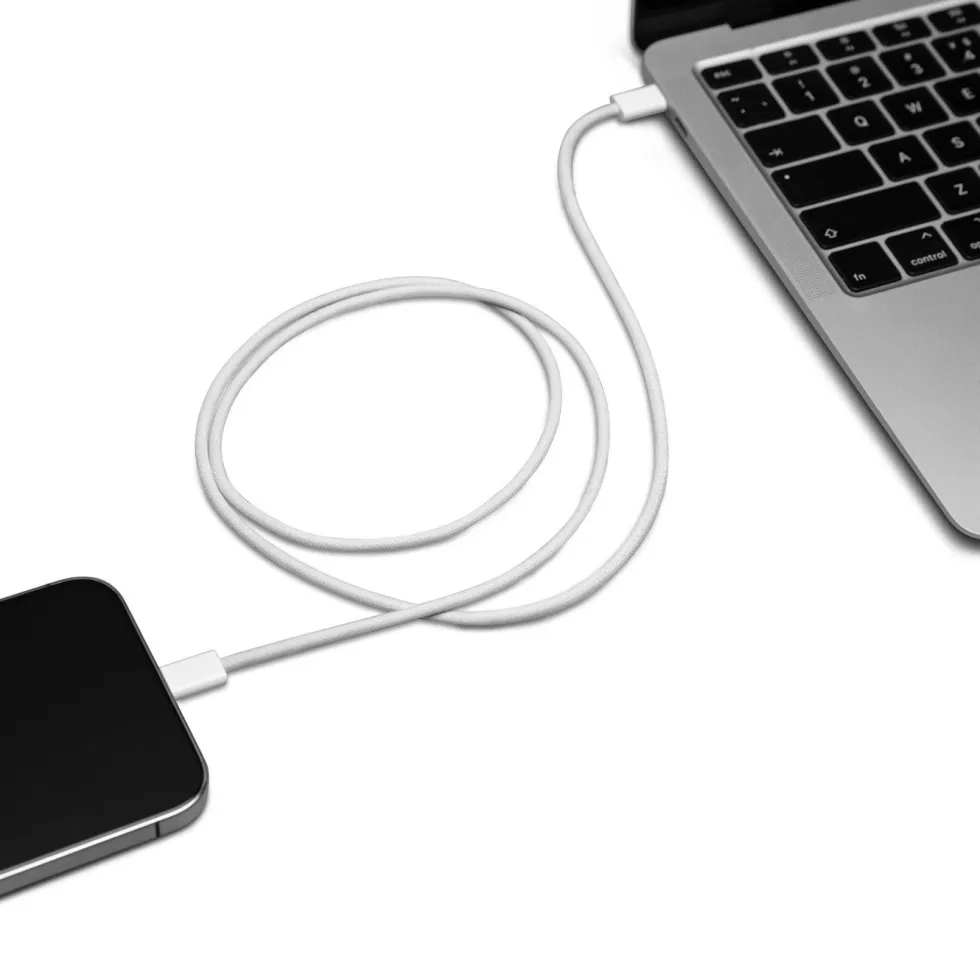 Linocell Flettet USB-C- til USB-C-kabel 60W Hvit 1 m
