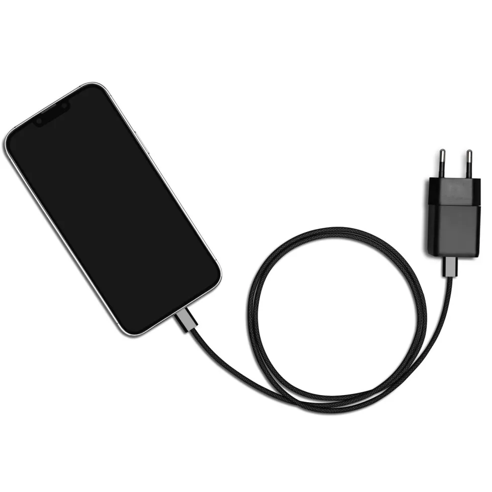 Linocell Flettet USB-C- til USB-C-kabel 60W Svart 2 m