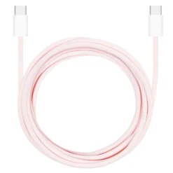 Linocell Flettet USB-C- til USB-C-kabel 60W Rosa 2 m
