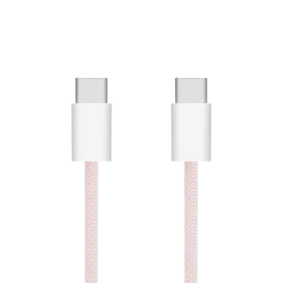 Linocell Flettet USB-C- til USB-C-kabel 60W Rosa 0,5