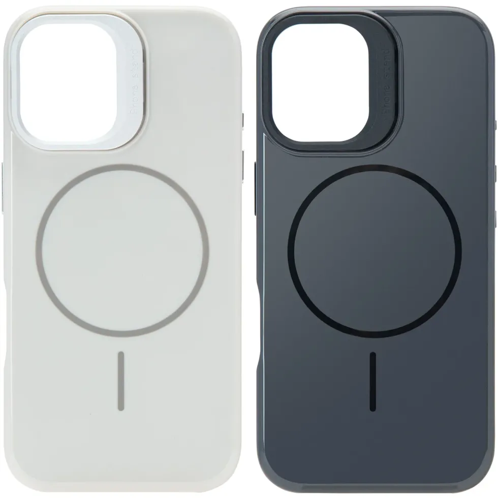 Linocell Flip Stand Case Mobildeksel for iPhone 17 Hvit