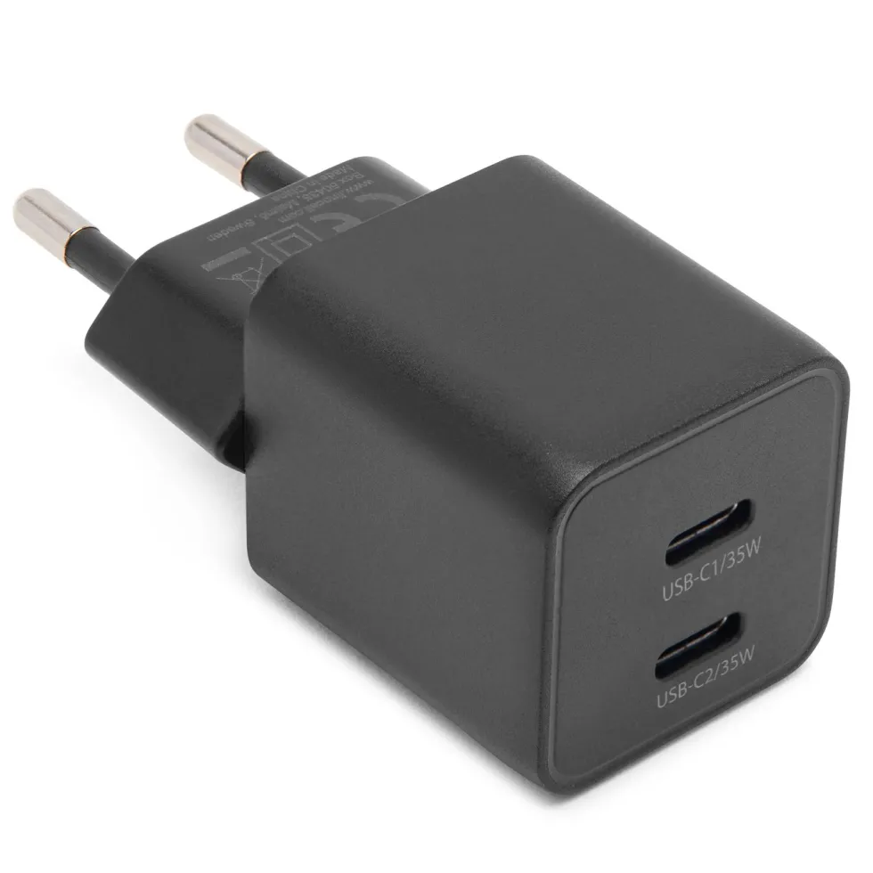 Linocell GaN hurtiglader 35 W PD med 2 USB-C-porter Svart