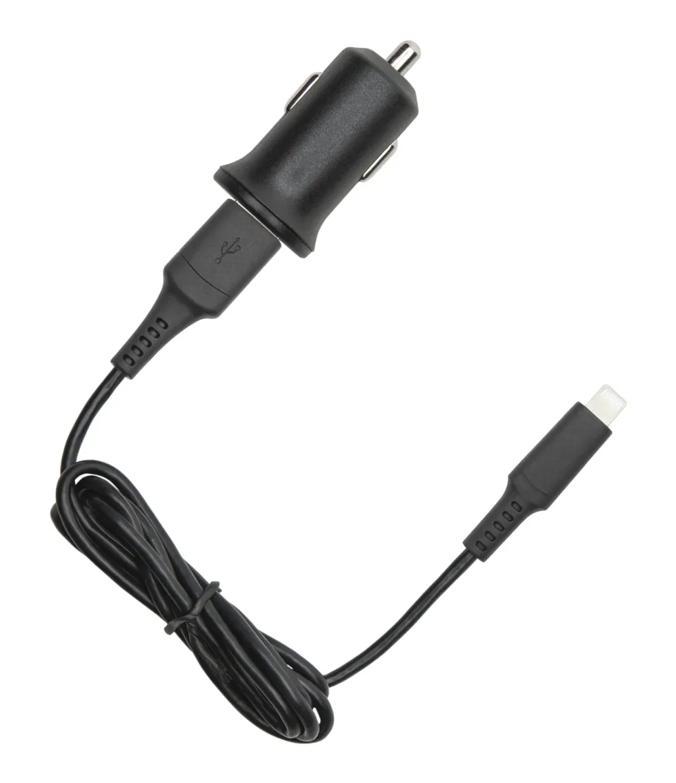 Linocell iPad- og iPhone-billader med Lightning-kabel Svart
