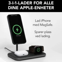 Linocell Premium 3-i-1-ladestasjon med MagSafe-kompabilitet