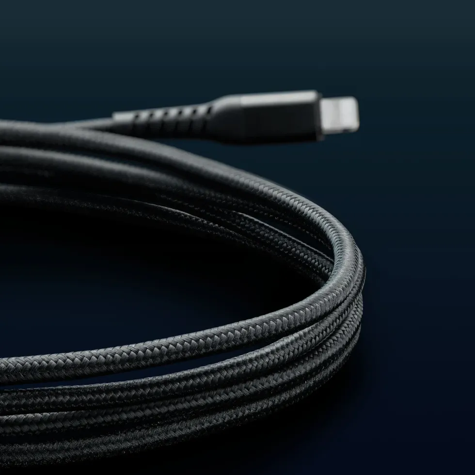 Linocell Premium Kevlar Lightning-kabel 2 m Svart