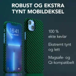 Linocell Premium Kevlar Robust deksel for iPhone 13 Mini Grønn
