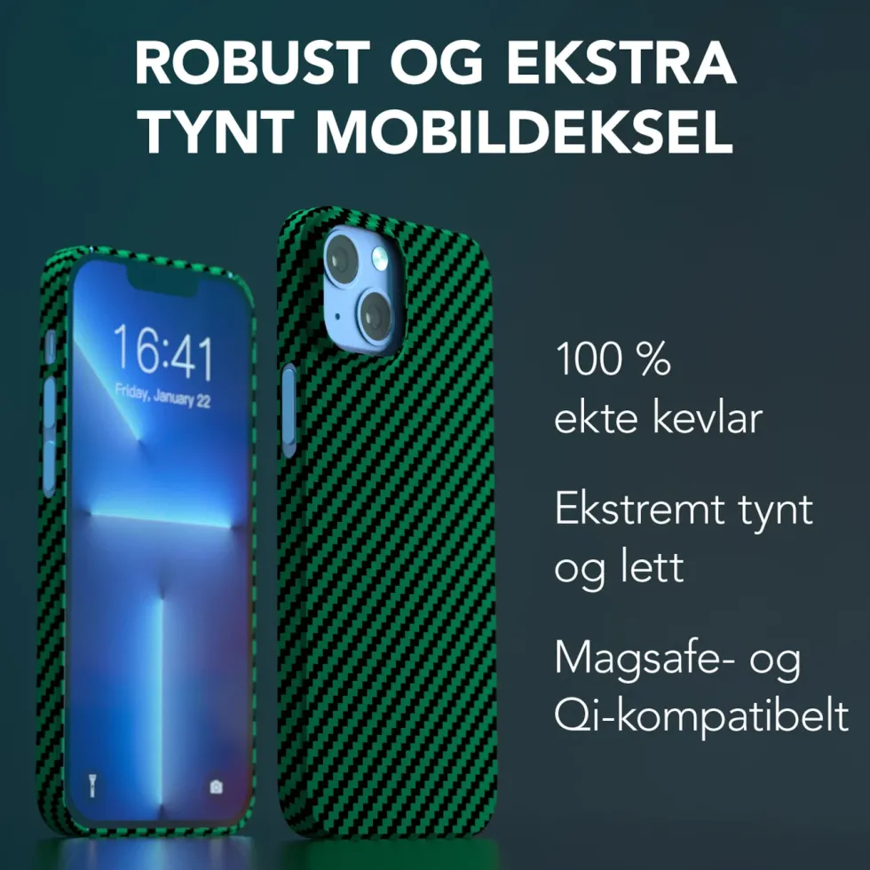 Linocell Premium Kevlar Robust deksel for iPhone 13 Mini Grønn