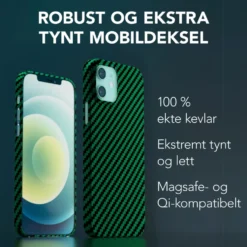 Linocell Premium Kevlar Robust deksel for iPhone 12 og 12 Pro Grønn