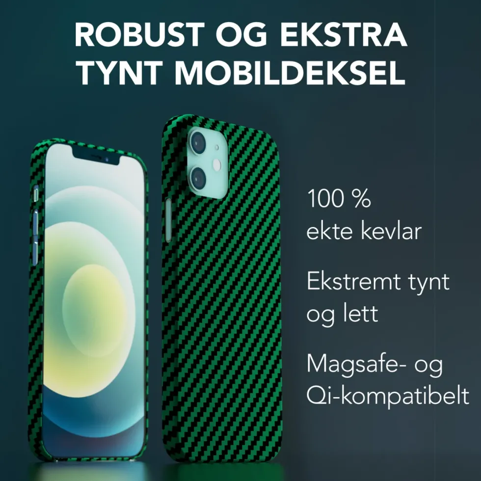 Linocell Premium Kevlar Robust deksel for iPhone 12 og 12 Pro Grønn